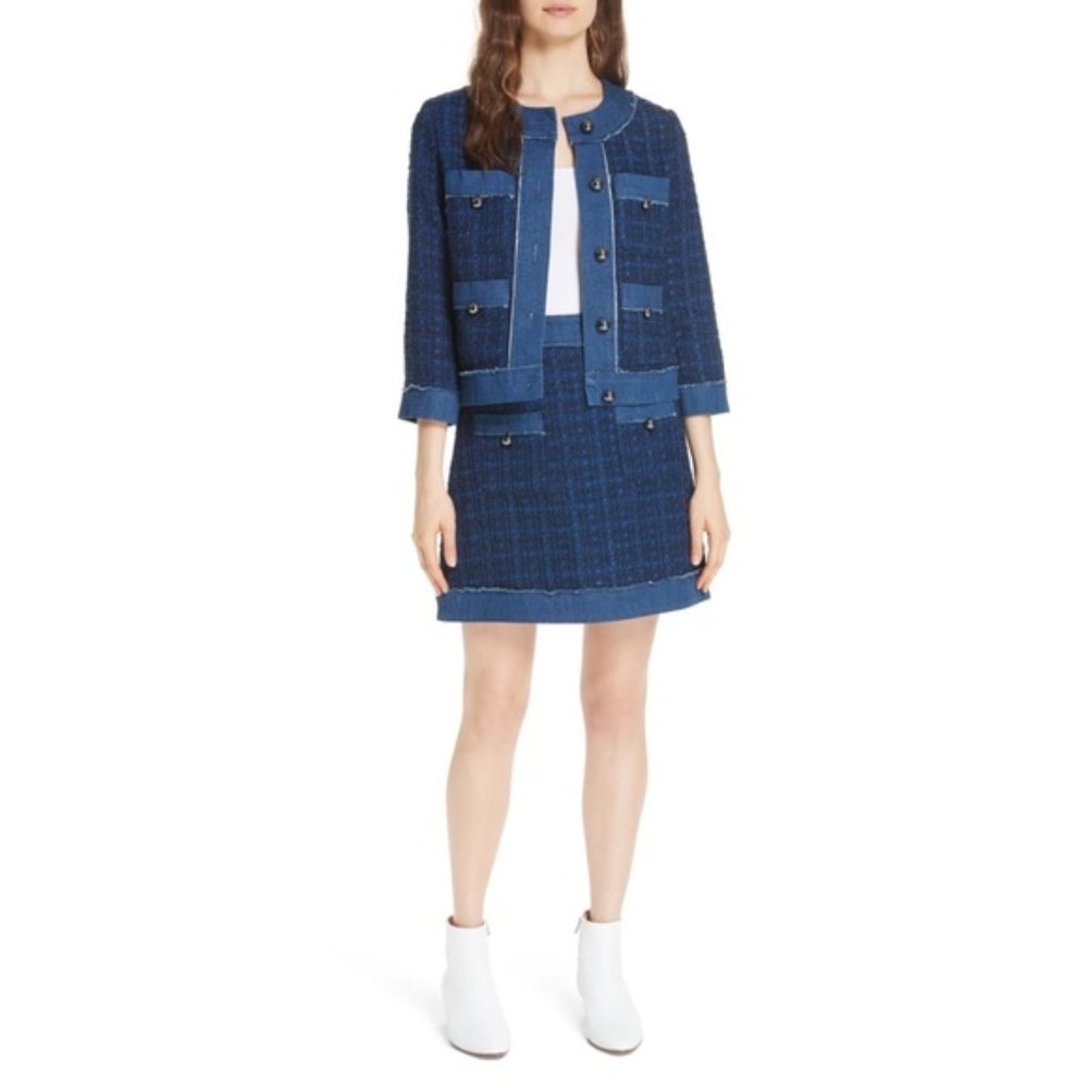 Kate Spade New York Denim Trim Tweed Skirt - Picture 4 of 7
